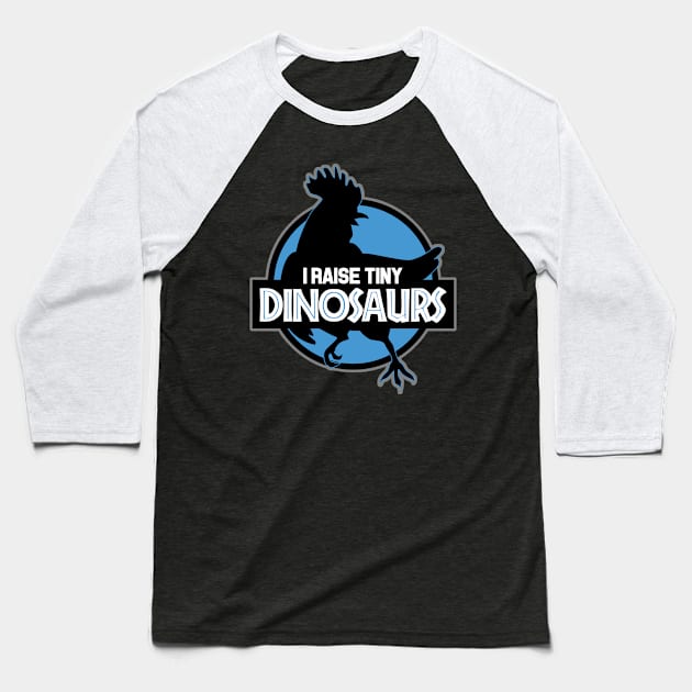 I Raise Tiny Dinosaurs Black & Blue Baseball T-Shirt by andantino